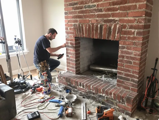 Fullerton Chimney Sweep specialist finalizing chimney liner service in Fullerton, CA
