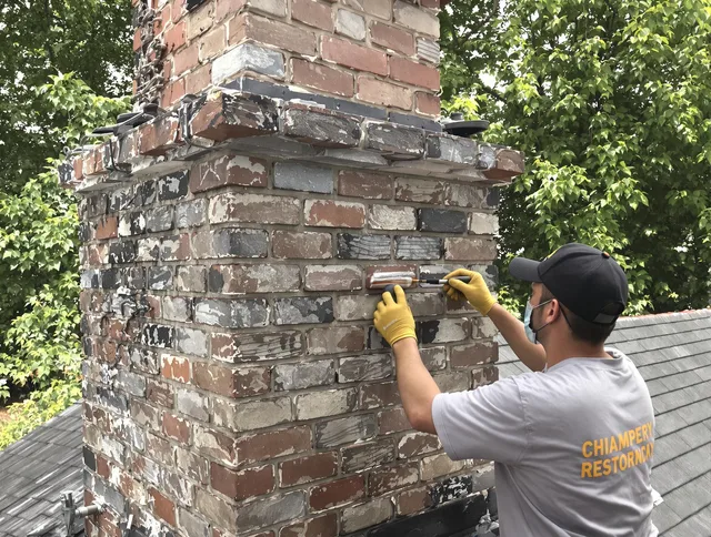 In-progress chimney restoration by Fullerton Chimney Sweep in Fullerton, CA
