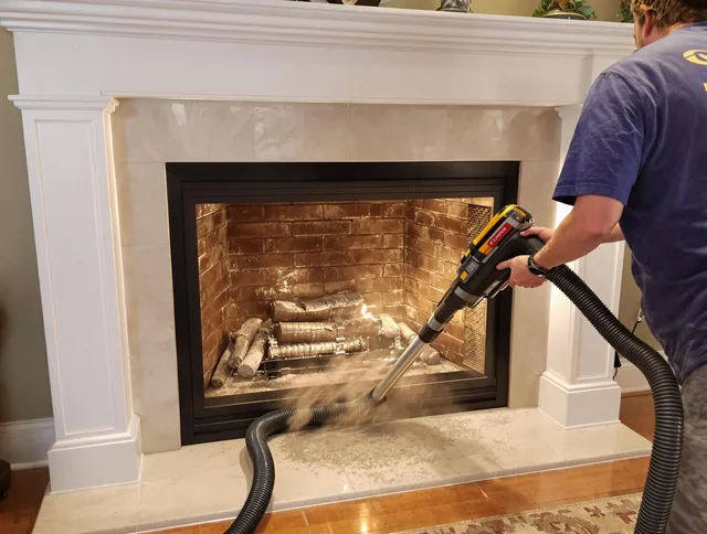 Fireplace cleaning performed by Fullerton Chimney Sweep in Fullerton, CA