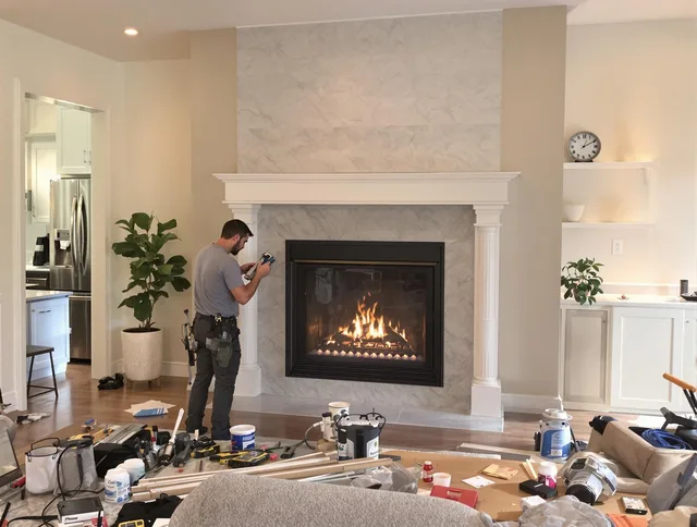 Newly installed fireplace by Fullerton Chimney Sweep in Fullerton, CA